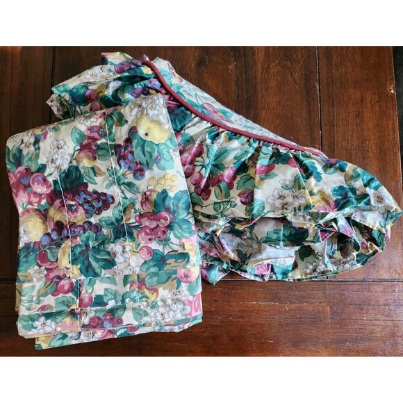 Laura Ashley Vintage Rubens Floral Cottagecore Valence + Round Tablecloth - Picture 1 of 15